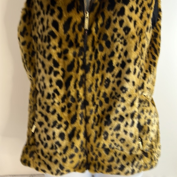 Women’s Calvin Klein faux animal print fur vest front zipper SZ M - Picture 4 of 9